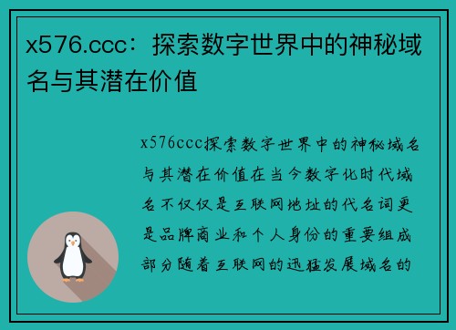 x576.ccc：探索数字世界中的神秘域名与其潜在价值